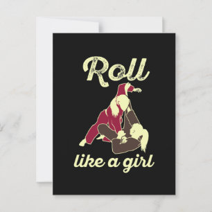 Cartão Postal Roll Like a Girl Brasileira Jiu Jitsu BJJ