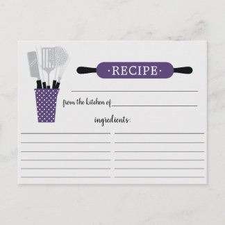 Cartão Postal Rolo de Massa Roxo Retro Ferramentas de Cozinha Ca