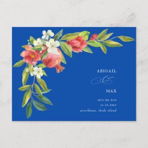 Cartão Postal Romã Azul Cobalto Casamento Salve a Data