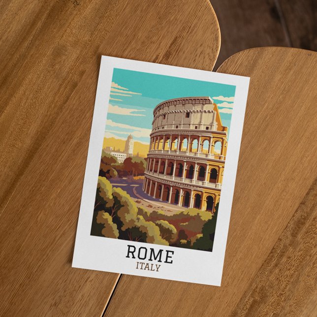 Cartão Postal Roma clássica Itália Colosseum Histórica (rome italy colosseum retro vintage travel postcard)
