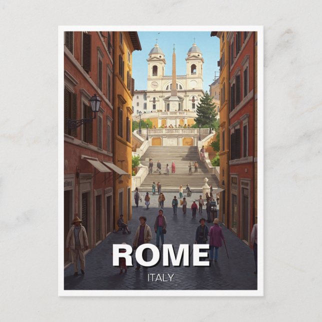Cartão Postal Roma Espanhol Etapas Itália Viagem (Frente)