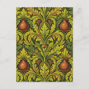 Cartão Postal Romã Folhagem Dourada Ornata William Morris