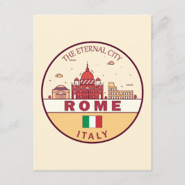 Cartão Postal Roma Itália Cidade Skyline Emblem