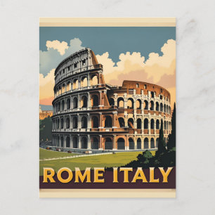 Cartão Postal Roma Itália Coliseu Viagem Arte Postais antigos