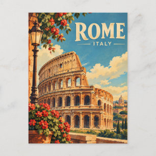 Cartão Postal Roma Itália Coliseu Viagem Souvenir Retro Italiano