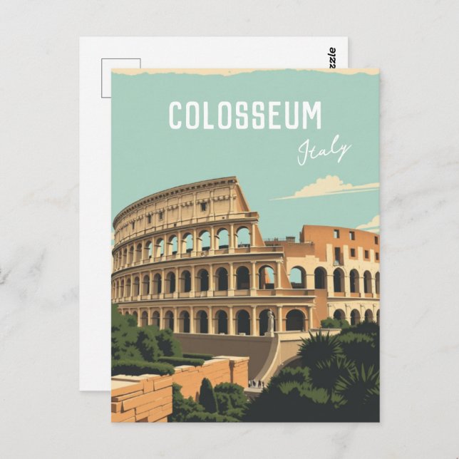 Cartão Postal Roma Itália Colosseum Viagem Art (Frente/Verso)