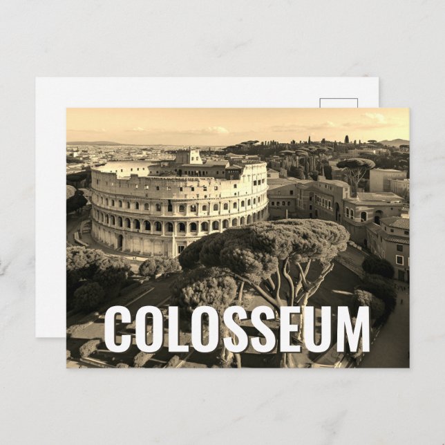 Cartão Postal Roma Itália Colosseum Viagem Art (Frente/Verso)