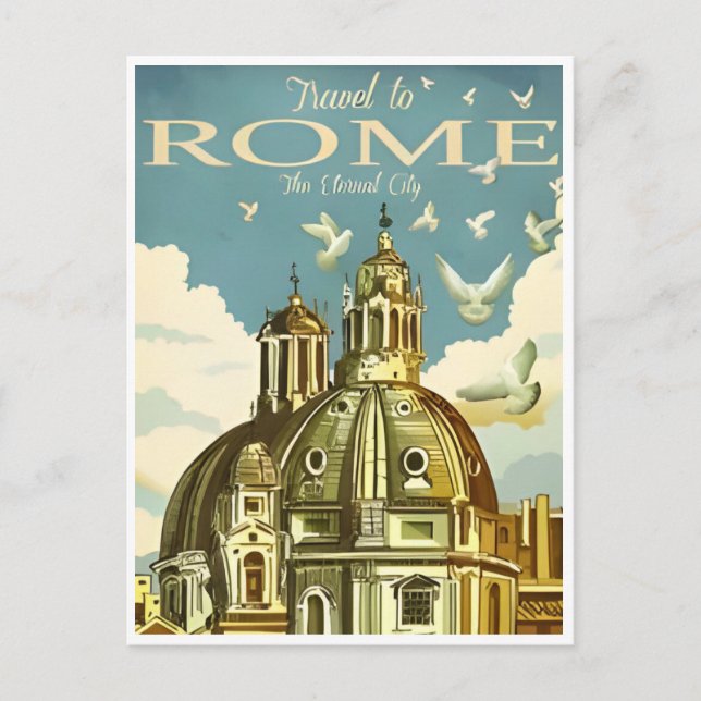 Cartão Postal Roma Itália Colosseum Viagem Art Vintage (Frente)