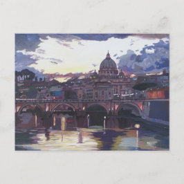 Cartão Postal Roma Itália Espetacular Sunset sobre Vaticano