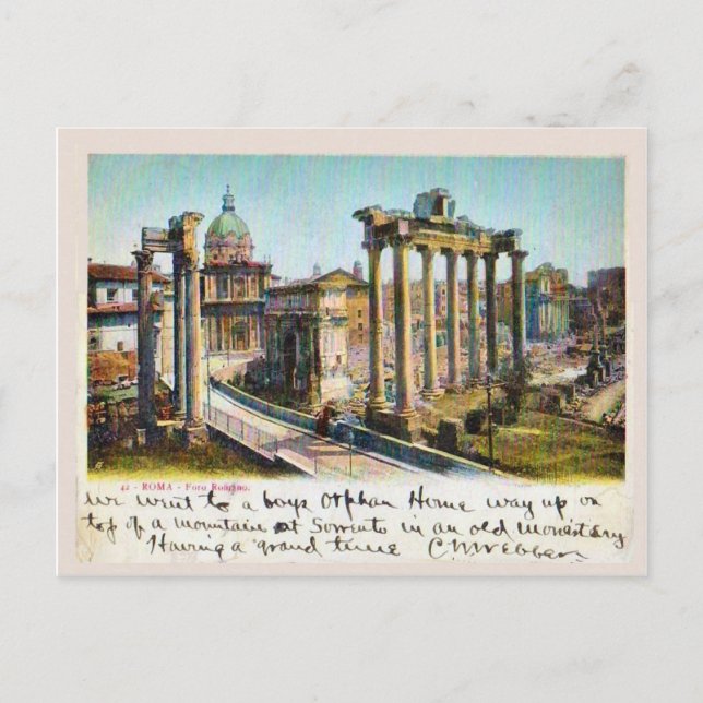 Cartão Postal Roma, Itália Foro Romano 1901 (Frente)