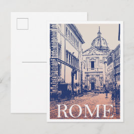 Cartão Postal Roma Itália Ilustração Arte vintage Viagem
