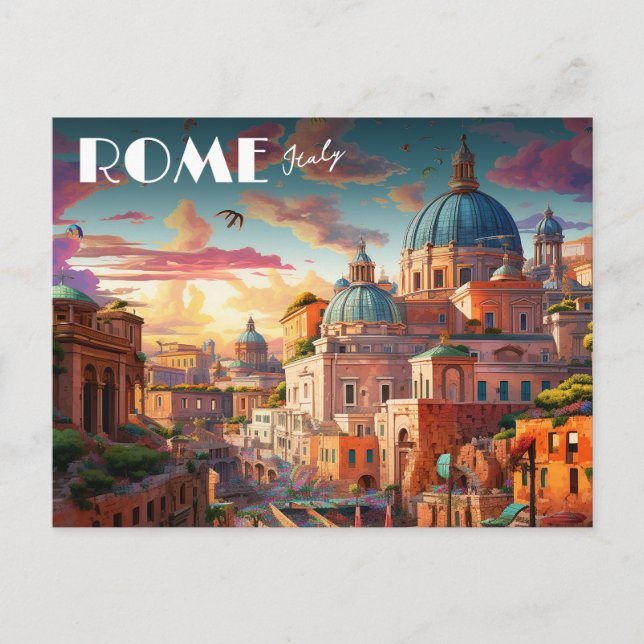 Cartão Postal Roma Itália Viagem Art (Frente)