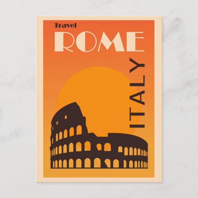 Cartão Postal Roma Itália Vintage Colosseum Viagem (Frente)