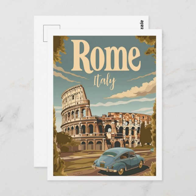Cartão Postal Roma Itália Vintage Familiar Viagem (Frente/Verso)
