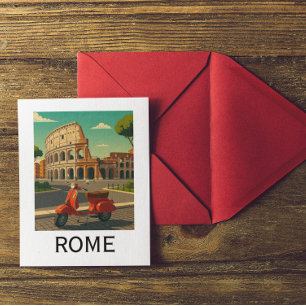 Cartão Postal Roma Minimal Itália Coliseu Viagem Vintage