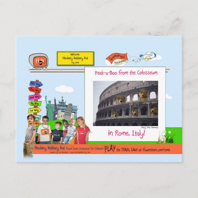 Cartão Postal Roma! Peek-a-Boo, do Coliseu! (Frente)