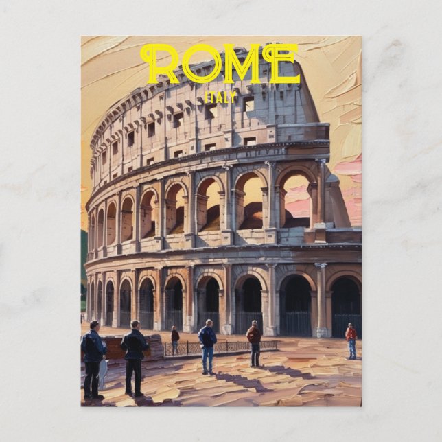 Cartão Postal Roma Personalizada Itália Colosseum Viagem Art Vin (Frente)