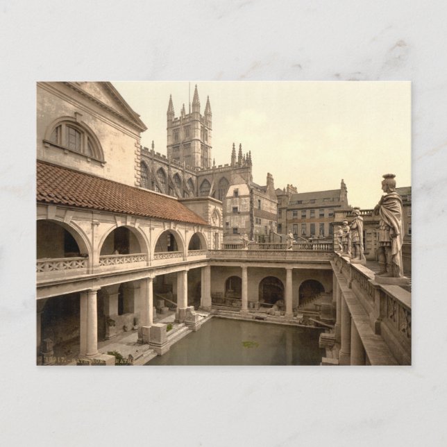 Cartão Postal Roman Baths and Abbey IV, Bath, Somerset, Inglater (Frente)