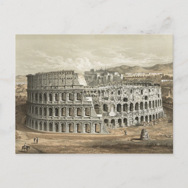 Cartão Postal Roman Coliseum Vintage Art (Frente)