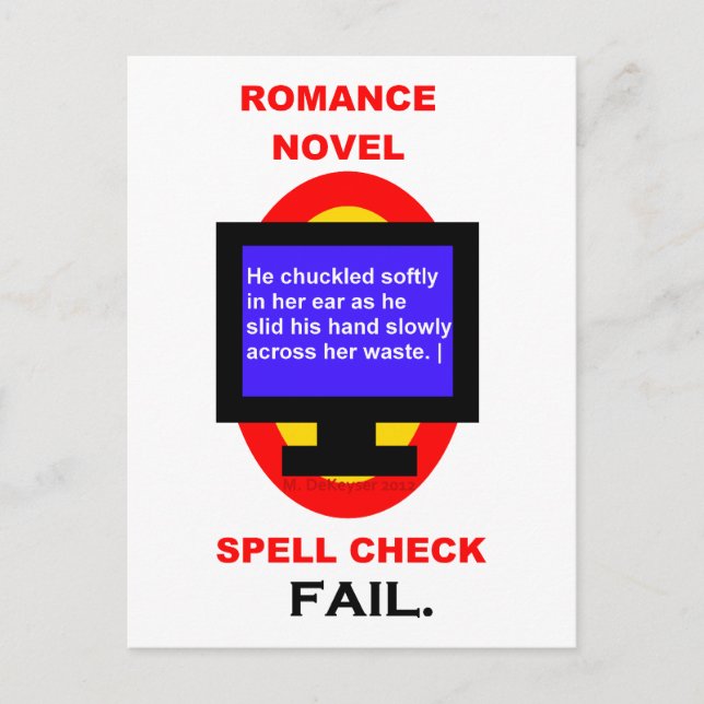 Cartão Postal Romance Novel Spell Check Fail Engraçado (Frente)