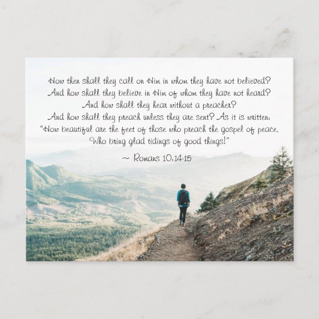 Cartão Postal Romanos 10:14-15 Como devem então chamá-lo? (Frente)