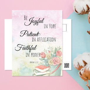 Cartão Postal Romanos 12:12 Alegrem-se na esperança versículo da