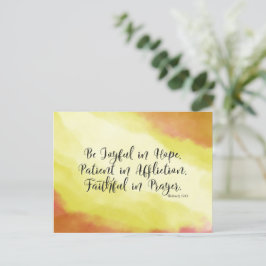 Cartão Postal Romanos 12:12 Sejam felizes na Bíblia Cristã Esper