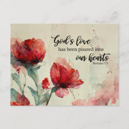 Cartão Postal Romanos 5:5 Bíblia de amor de Deus Verso Flores Ro