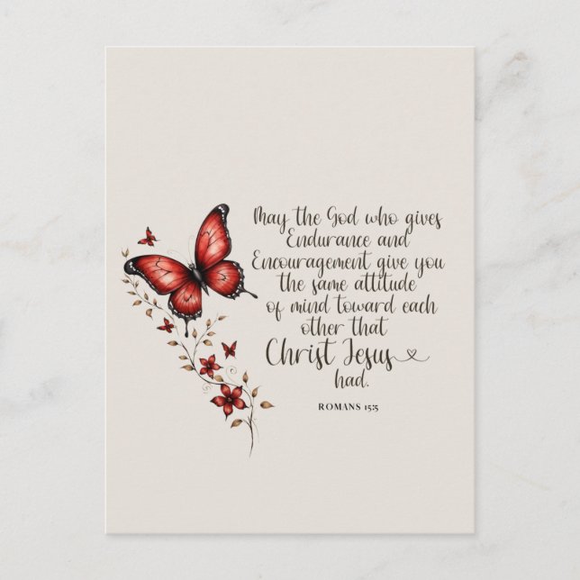 Cartão Postal Romanos Imagem Versa de Bíblia 15:5 (Frente)