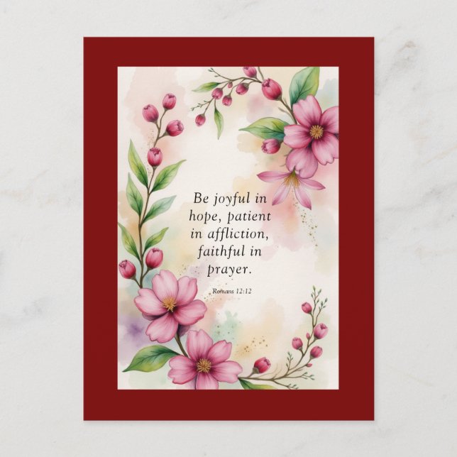 Cartão Postal Romans 12:12 Custom Bible Verse (Frente)