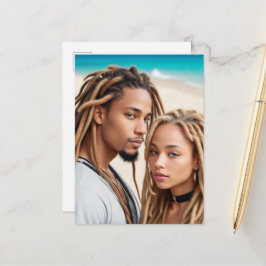 Cartão Postal Romantic Couple Beach Digital Art Poster