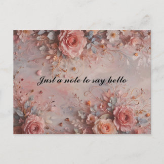 Cartão Postal Romantic Hearts and Flowers