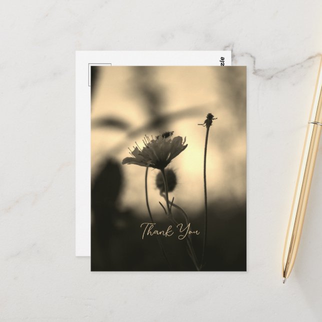 Cartão Postal Romantic Sepia Flower – Botanical Fantasy Thanks (Frente/Verso In Situ)