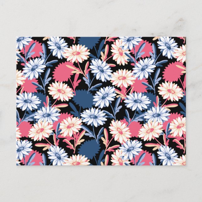 Cartão Postal Romântica Daisy Flower na Noite (Frente)