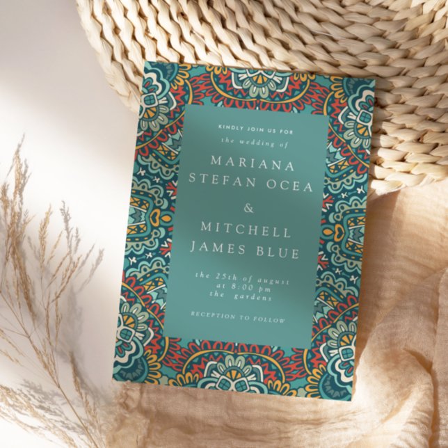 Cartão Postal Romântica Geométrica Mandala, cinzas de pasta azul (Criador carregado)