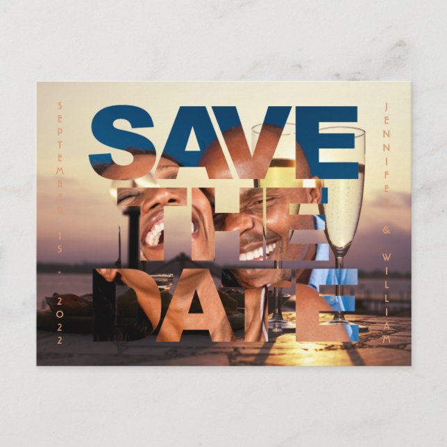 Cartão Postal Romântica Soldado Foto Casamento Salve A Data (Frente)