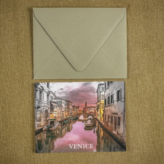 Cartão Postal Romântica Veneza Itália Visão da Cidade de Gondola (venice italy gondola romantic postcard)