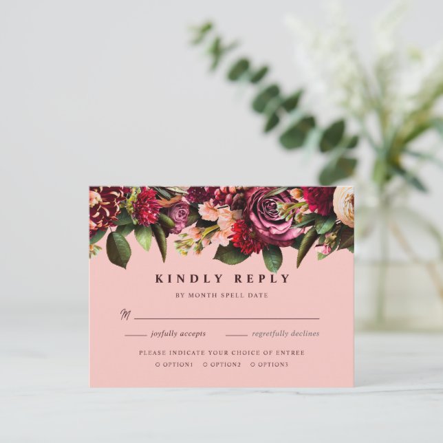 Cartão Postal Romântico crisântemo em cor-de-rosa (Em pé/Frente)