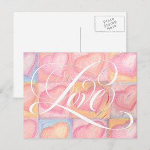 Cartão Postal Romântico Elegante Pink Pastel Adora Adição de 