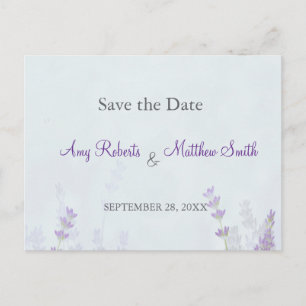 Cartão Postal Romântico Floral Lavanda Casamento Salve a Data