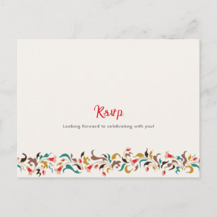Cartão Postal Romântico Moderno Coroa Floral Elegante Casamento