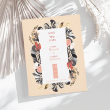 Romântico Save the Date de Casamento Floral Bege e