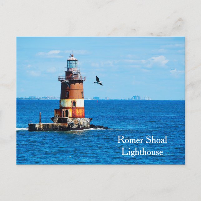 Cartão Postal Romer Shoal Lighthouse New York Harbor Postcard (Frente)