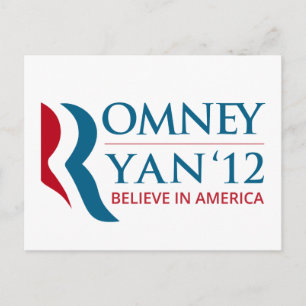 Cartão Postal Romney/Ryan 2012 para o presidente dos E.U. e o VP