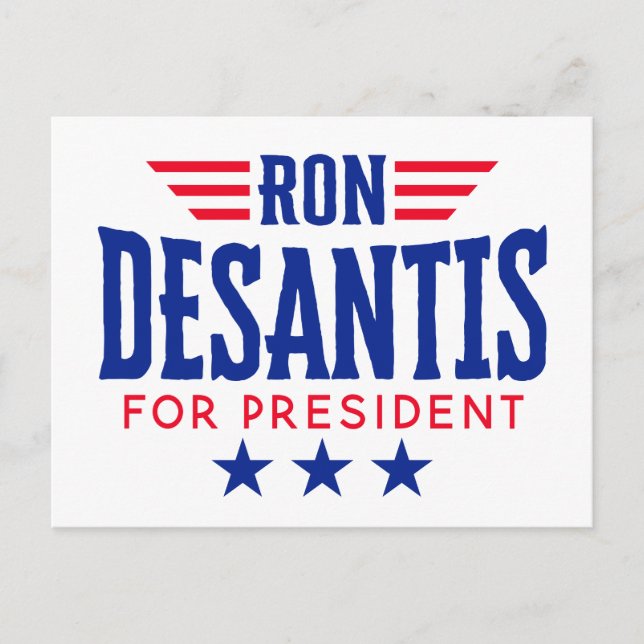 Cartão Postal Ron DeSantis para o Presidente 2024 - Campanha (Frente)