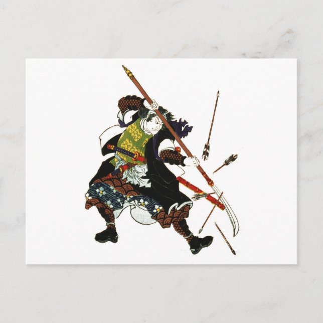 Cartão Postal Ronin Samurai Defletindo Setas Japonesas Arte Japo (Frente)