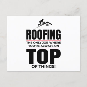 Cartão Postal Roofer Humor - Trabalho Sempre no Telhado Superior