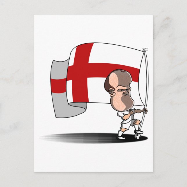Cartão Postal Rooney com a bandeira da INGLATERRA (Frente)