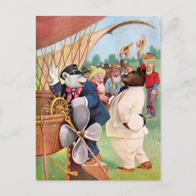 Cartão Postal Roosevelt Bears voa no balão de ar quente (Frente)