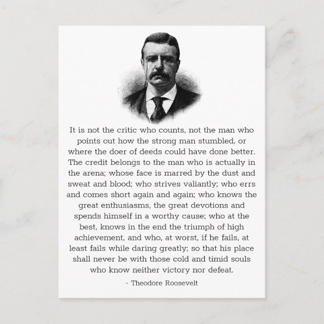 Cartão Postal Roosevelt "Homem na Arena" Inspirador (Frente)